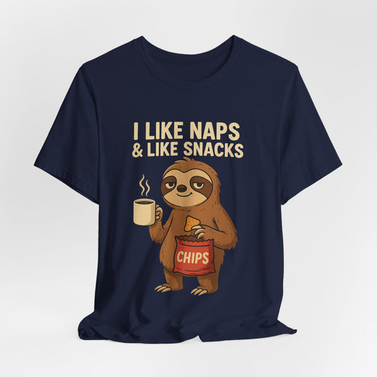 Funny Sloth T-Shirt – I Like Naps and Snacks Tee - Scripted Expression