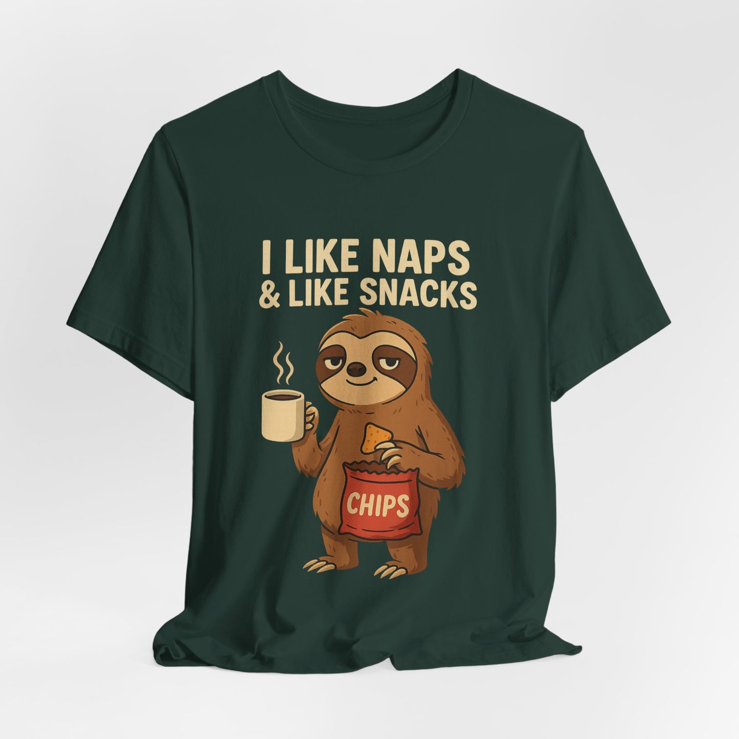Funny Sloth T-Shirt – I Like Naps and Snacks Tee - Scripted Expression