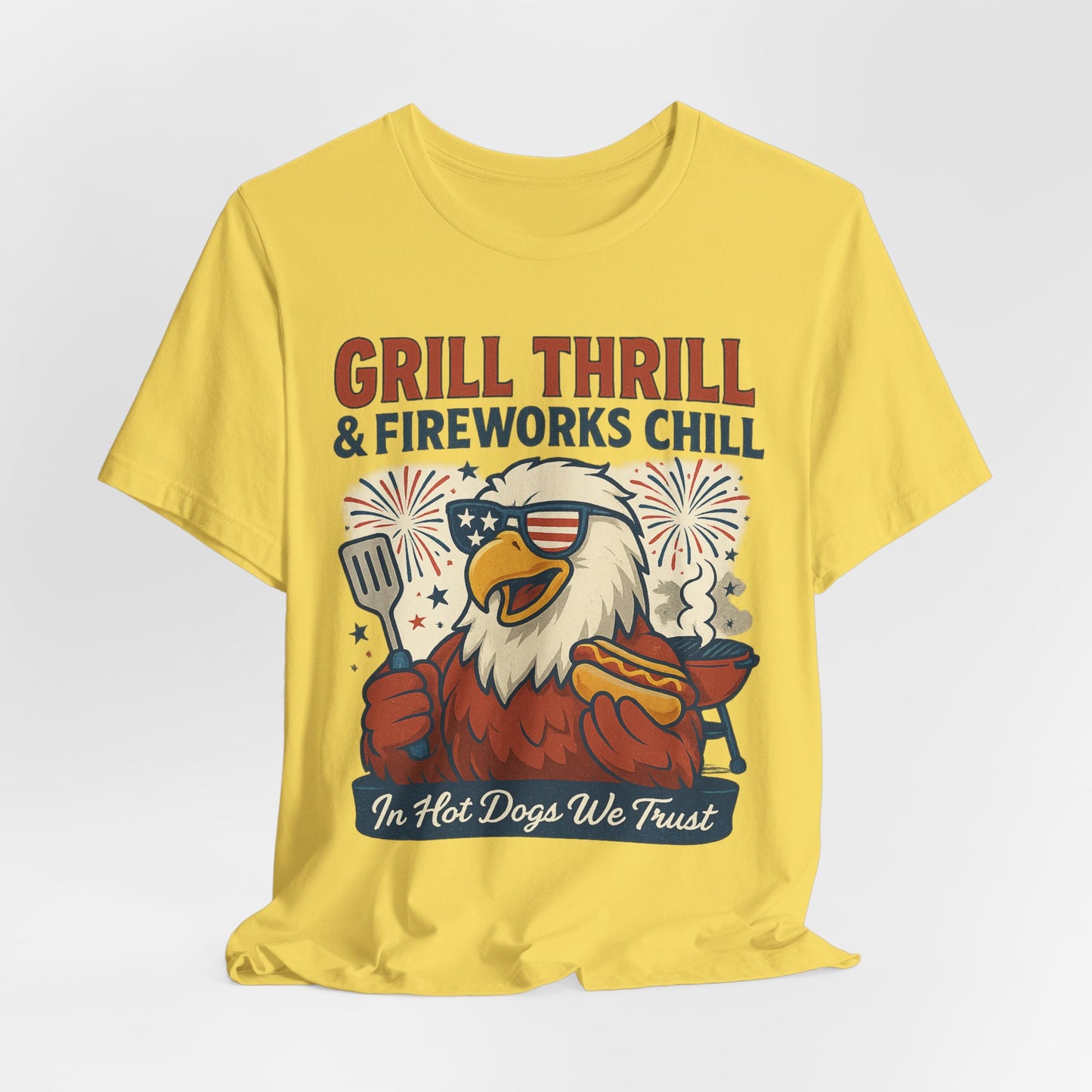 Grill Thrill 4th of July T-Shirt – Funny USA BBQ Eagle Tee