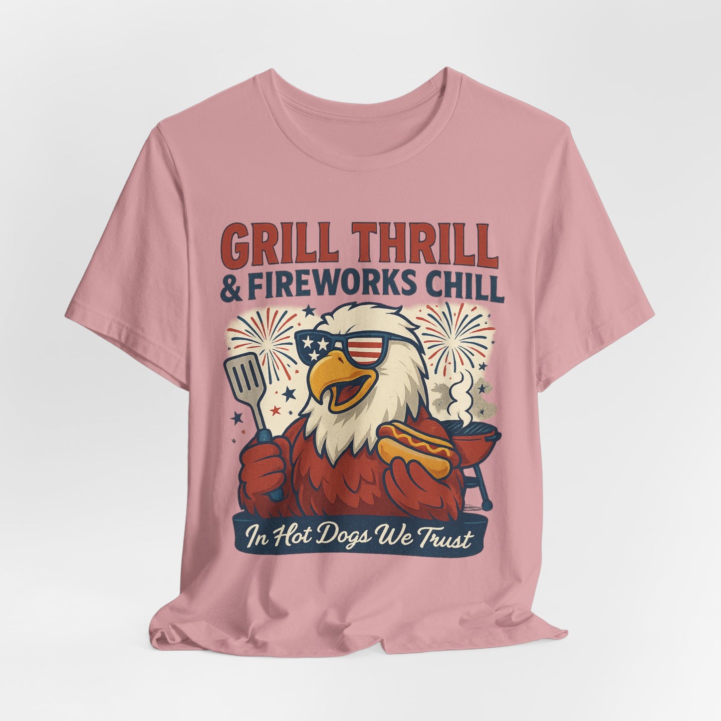 Grill Thrill 4th of July T-Shirt – Funny USA BBQ Eagle Tee