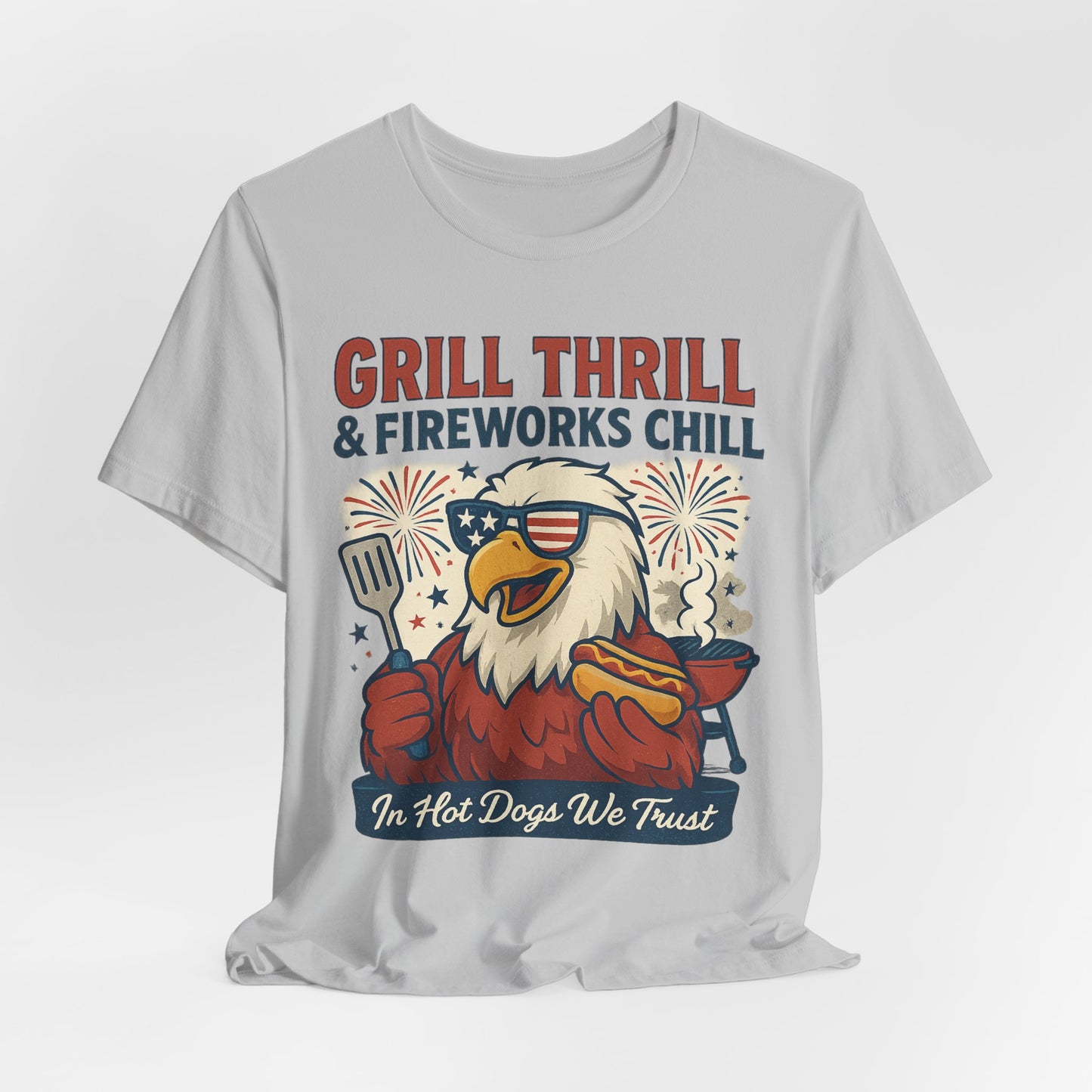 Grill Thrill 4th of July T-Shirt – Funny USA BBQ Eagle Tee