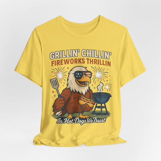 Grillin'Chillin' Funny 4th July T-Shirt – USA Eagle BBQ Tee